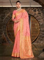 Satin Silk Pink Traditional Wear Weaving Saree